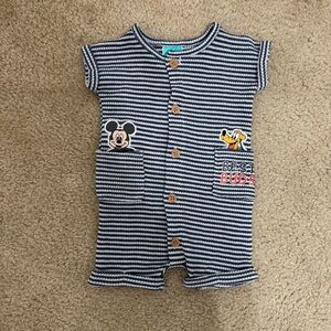 Disney Mickey and Pluto Striped Bodysuit - Navy and White